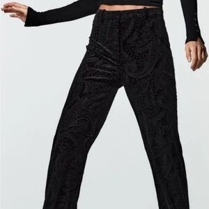 Zara Velvet Flare Pants Black M